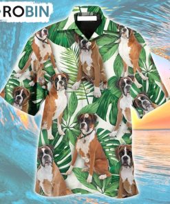 Boxer Dog Tropical Leaf Style Hawaiian Shirt, Gìt for Summer Shirt