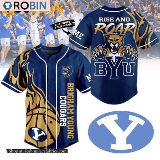 Brigham Young Cougars Rise And Roar Byu Custom Baseball Jersey