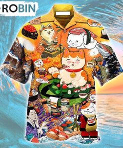 Cat Keep Calm And Eat Sushi Hawaiian Shirt, Gìt for Summer Shirt