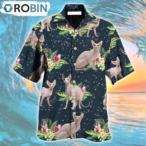 Cat Tropical Floral Sphynx Cat Hawaiian Shirt, Gìt for Summer Shirt
