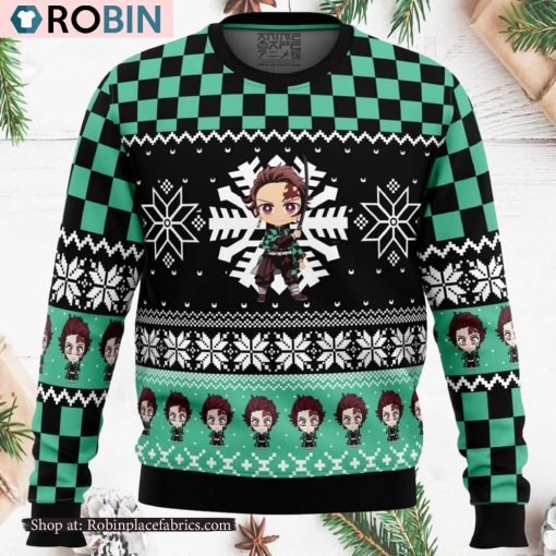Chibi Tanjiro Kamado Demon Slayer Ugly Christmas Sweater