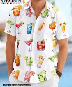 Cocktail Watercolor Print Hawaiian Shirt Cocktail Watercolor Print Hawaiian Shirt