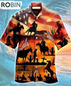 Cowboy American Love Life Sunset Hawaiian Shirt, Gìt for Summer Shirt