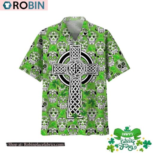 Cross Skull Irish St Patrick Day Hawaiian Shirt