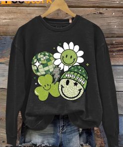 Cute Lucky Vibes Print Casual Sweatshirt