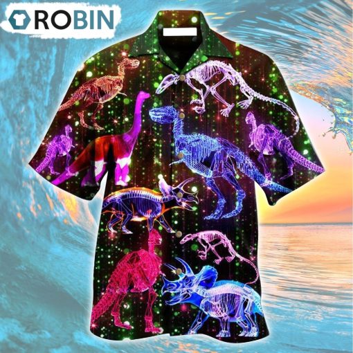 Dinosaur Neon The Sparkling X-Ray Hawaiian Shirt, Gìt for Summer Shirt