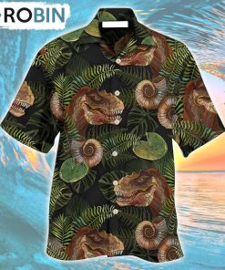 Dinosaur Tropical Leaves Cool Style Hawaiian Shirt, Gìt for Summer Shirt