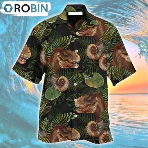 Dinosaur Tropical Leaves Cool Style Hawaiian Shirt, Gìt for Summer Shirt