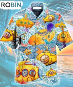 Diving Submarines Into The Ocean Hawaiian Shirt, Gìt for Summer Shirt
