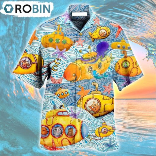 Diving Submarines Into The Ocean Hawaiian Shirt, Gìt for Summer Shirt