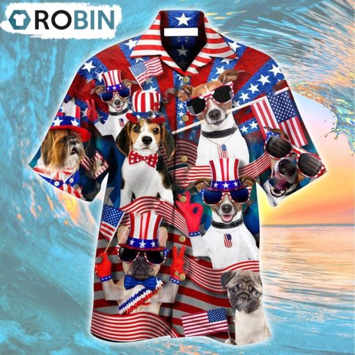 Dogs Patriotic America Hawaiian Shirt, Gìt for Summer Shirt