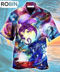 Dragon Love Life Galaxy Sky Hawaiian Shirt, Gìt for Summer Shirt
