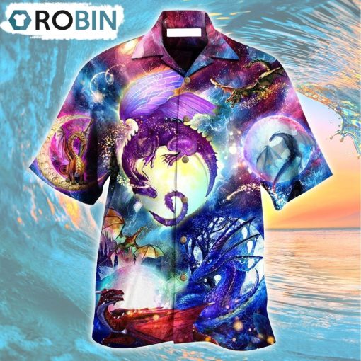 Dragon Love Life Galaxy Sky Hawaiian Shirt, Gìt for Summer Shirt