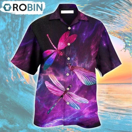 Dragonfly Purple Love Sky Hawaiian Shirt, Gìt for Summer Shirt