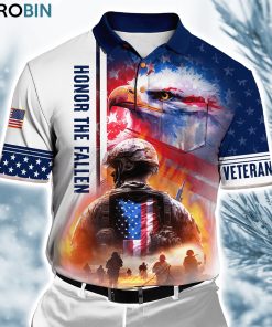 Eagle Us Veteran Flag Honor The Fallen Polo Shirt