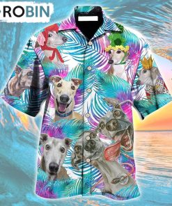 Greyhound Tropical Leaf Style Hawaiian Shirt, Gìt for Summer Shirt