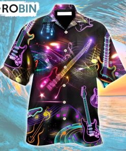 Guitar Neon Amazing Art Hawaiian Shirt, Gìt for Summer Shirt