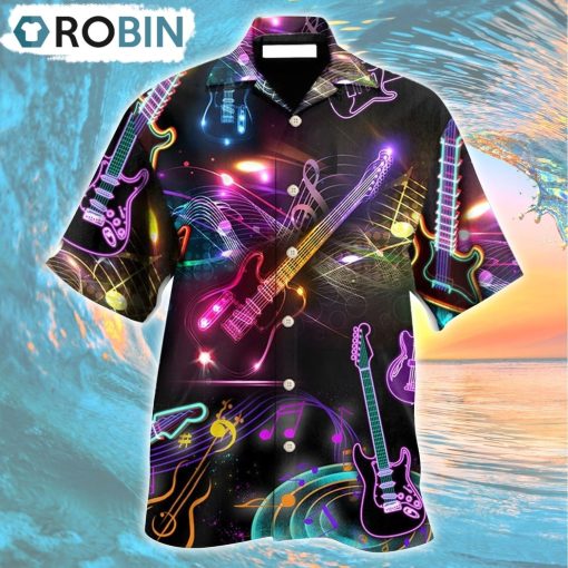 Guitar Neon Amazing Art Hawaiian Shirt, Gìt for Summer Shirt