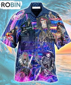 Guitar Skull Music Skull Crazy Purple Hawaiian Shirt, Gìt for Summer Shirt