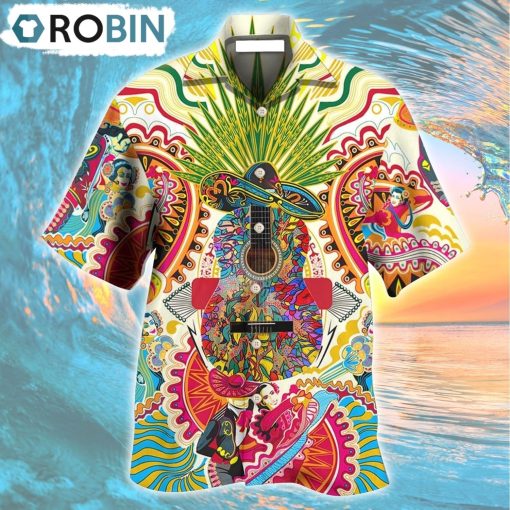 Hippie Peace Life Love Guitar Hawaiian Shirt, Gìt for Summer Shirt