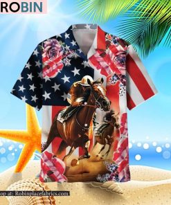 Horse Racing Rose Hawaiian Shirt