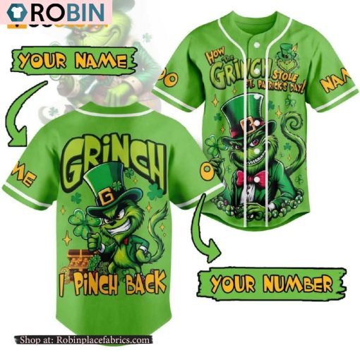 I Pinch Back St Patricks Day Baseball Jersey