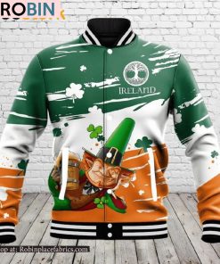 Ireland St Patricks Day Leprechaun Beer Baseball Jacket Ireland St Patricks Day Leprechaun Beer Baseball Jacket