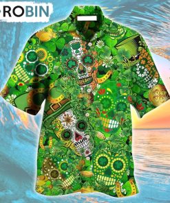 Irish Love Skull Happy And Gold Hawaiian Shirt, Gìt for Summer Shirt