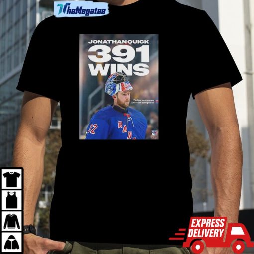 Jonathan Quick 391 Wins With New York Rangers Nhl 2024 Shirt