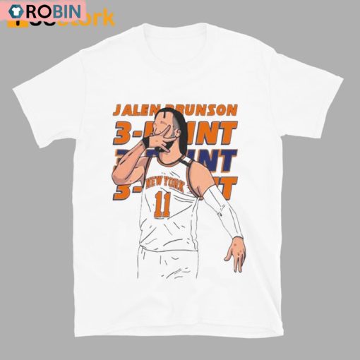 Knicks Jalen Brunson 11 Hand Sign Three Point Vector Shirt