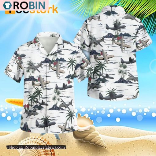 Lockheed Martin C130j Super Hercules 3D Button Hawaiian Shirt