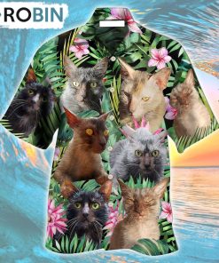 Lykoi Cat Love Beautiful Flower Hawaiian Shirt, Gìt for Summer Shirt