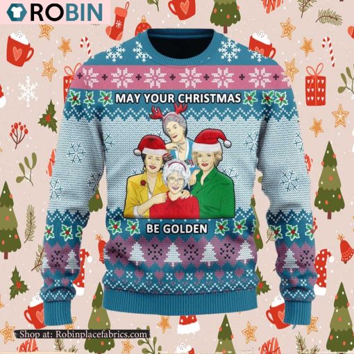 May Your Christmas Be Golden Ugly Christmas Sweater Christmas Gift 2023