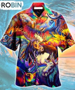 Moose Beautiful Painting Color Style Hawaiian Shirt, Gìt for Summer Shirt