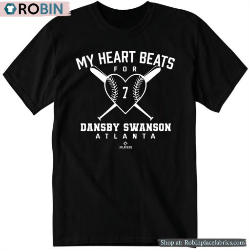 My Heart Beats For Dansby Swanson Valentines Baseball Lover Shirt