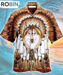 Native American Wolf Feather Headdress Cool Hawaiian Shirt, Gìt for Summer Shirt
