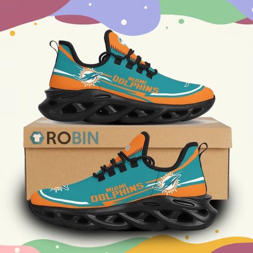 NFL Miami Dolphins Custom Printed Breathable Sneaker, Miami Dolphins Team Gifts