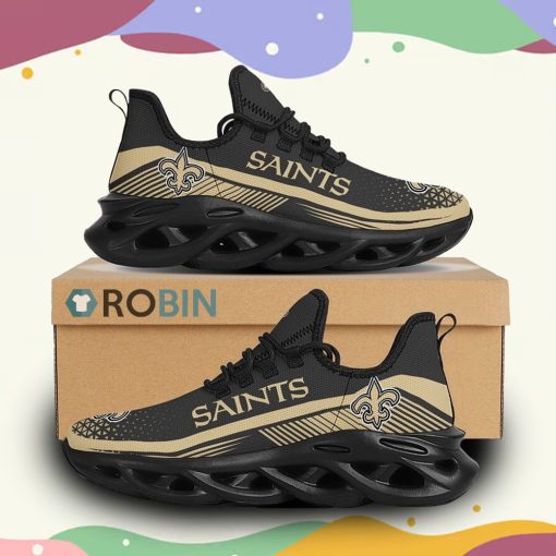 NFL New Orleans Saints Custom Printed Breathable Sneaker, New Orleans Saints Fan Gears