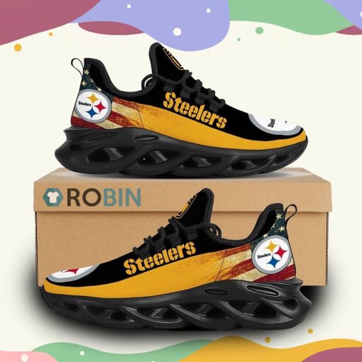 NFL Pittsburgh Steelers Custom Printed Breathable Sneaker, Pittsburgh Steelers Footwear