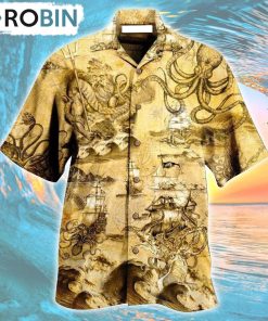 Octopus Amazing And Sail Retro Hawaiian Shirt, Gìt for Summer Shirt