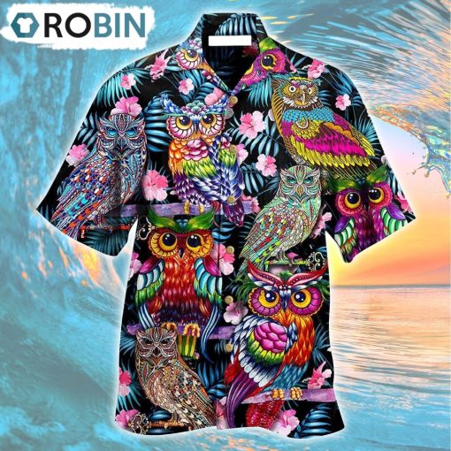 Owl And Nice Flowers Hawaiian Shirt, Gìt for Summer Shirt