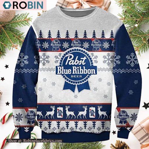 Pabst Blue Ribbion Beer Ugly Christmas Sweater