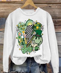 Retro St Patricks Day Print Casual Sweatshirt