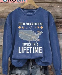 Retro Twice In A Lifetime Solar Eclipse Of April 8 2024 Print Sweatshirt