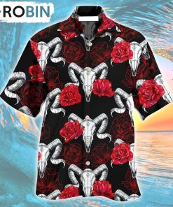 Rose And Ram Skull Hawaiian Shirt, Gìt for Summer Shirt