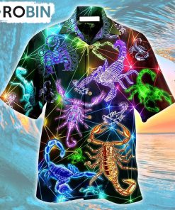 Scorpion Colorful Neon Style Hawaiian Shirt, Gìt for Summer Shirt
