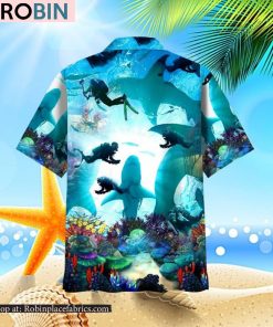 Scuba Diving Shark Hawaiian Shirt Scuba Diving Shark Hawaiian Shirt