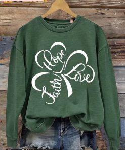 Shamrock Faith Hope Love Print Casual Sweatshirt