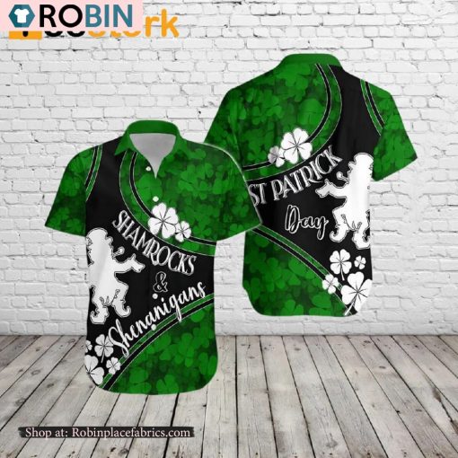 Shamrocks And Shenanigans Black Style Saint Patrick Day Hawaiian Shirt