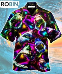 Shark Angry Loves Color Hawaiian Shirt, Gìt for Summer Shirt